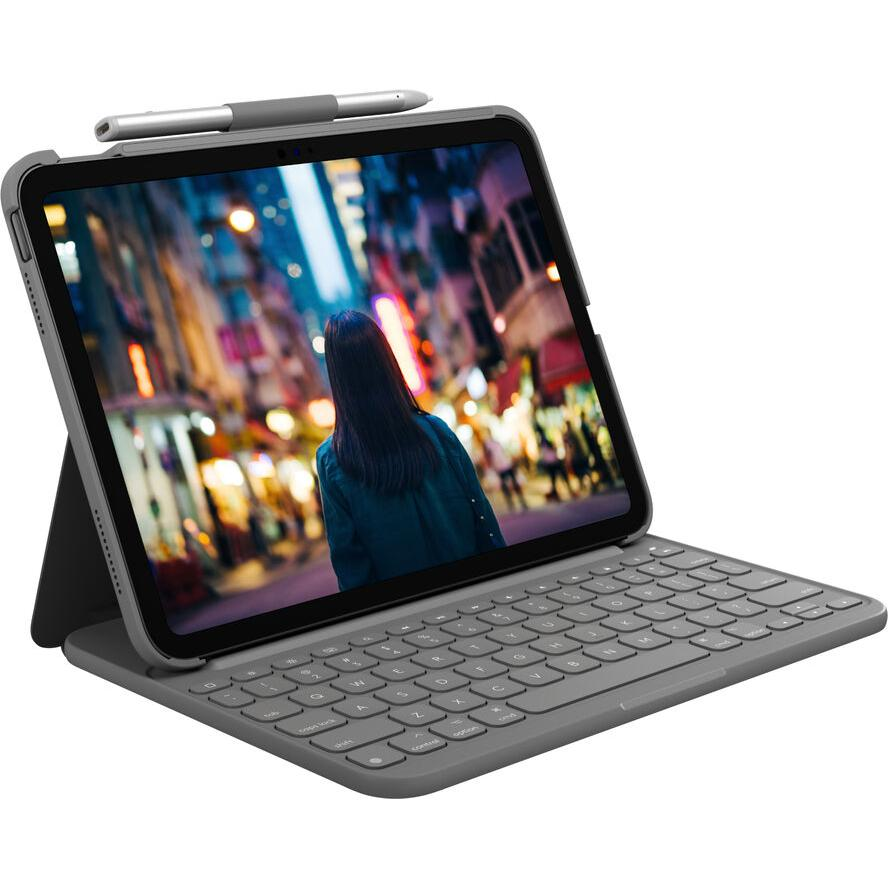 Logitech Slim Folio QWERTY Brit angol Bluetooth Szürke (920-011429)-0