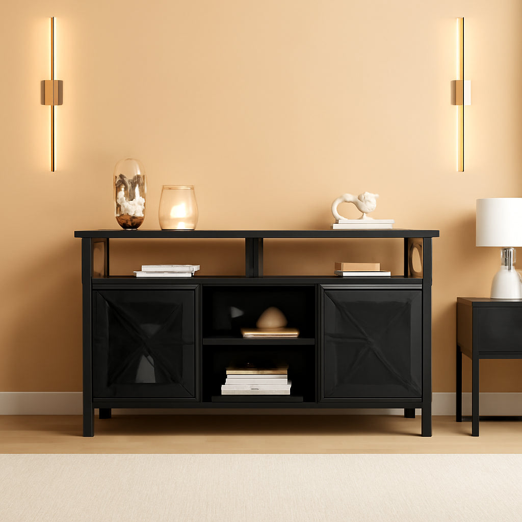 55 Inch TV Stand With Storage Console Industrial Farmhouse-0