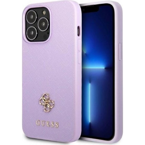 Guess GUHCP13XPS4MU iPhone 13 Pro Max 6,7" Lila Saffiano 4G Kis Fém Logós Keménytok (GUE2334)-0