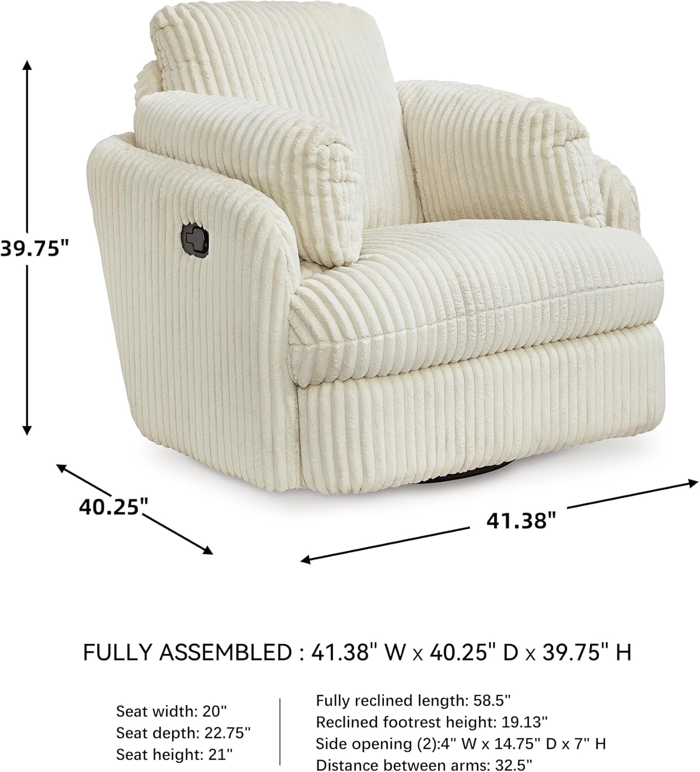 Cozy Contemporary Swivel Glider Rocker Recliner White-2