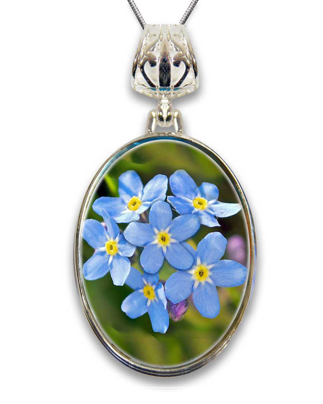 Forget-Me-Not Alaska Silver-Plated Mother of Pearl Jewelry Pendant Necklace - 44158-0