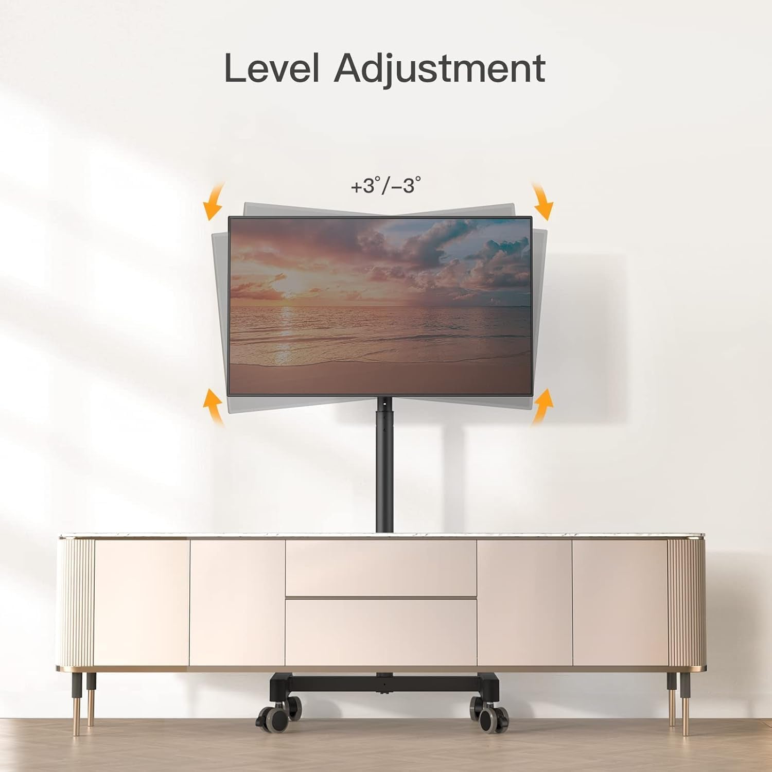 Adjustable Rolling TV Cart For 13 To 50 Inch TVs Tilt-4