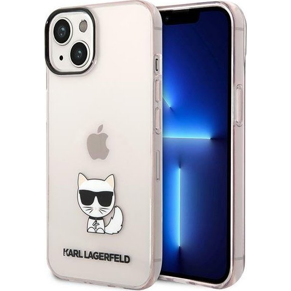 Karl Lagerfeld Transparent Choupette Body Apple iPhone 14 Plus hátlap tok, rózsaszín (KLD1037)-0