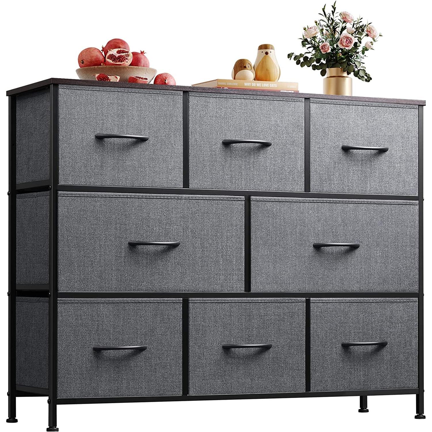 Fabric Dresser With TV Stand 8 Drawer Bedroom Storage-1