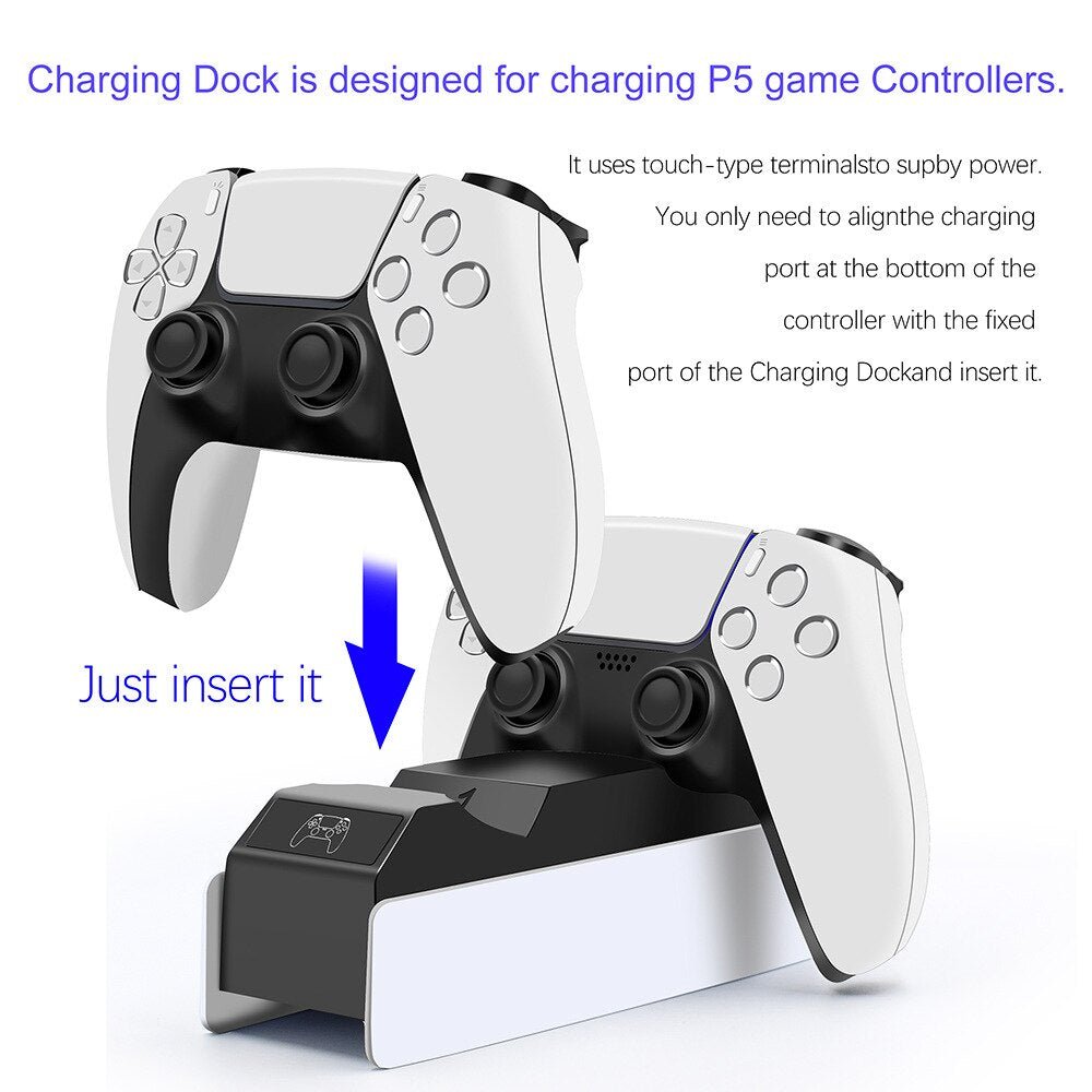 Dual Charging Dock for PlayStation5 Wireless Controller Station for PS5 Joystick Gamepad Fast Charger with Usb Plug-1