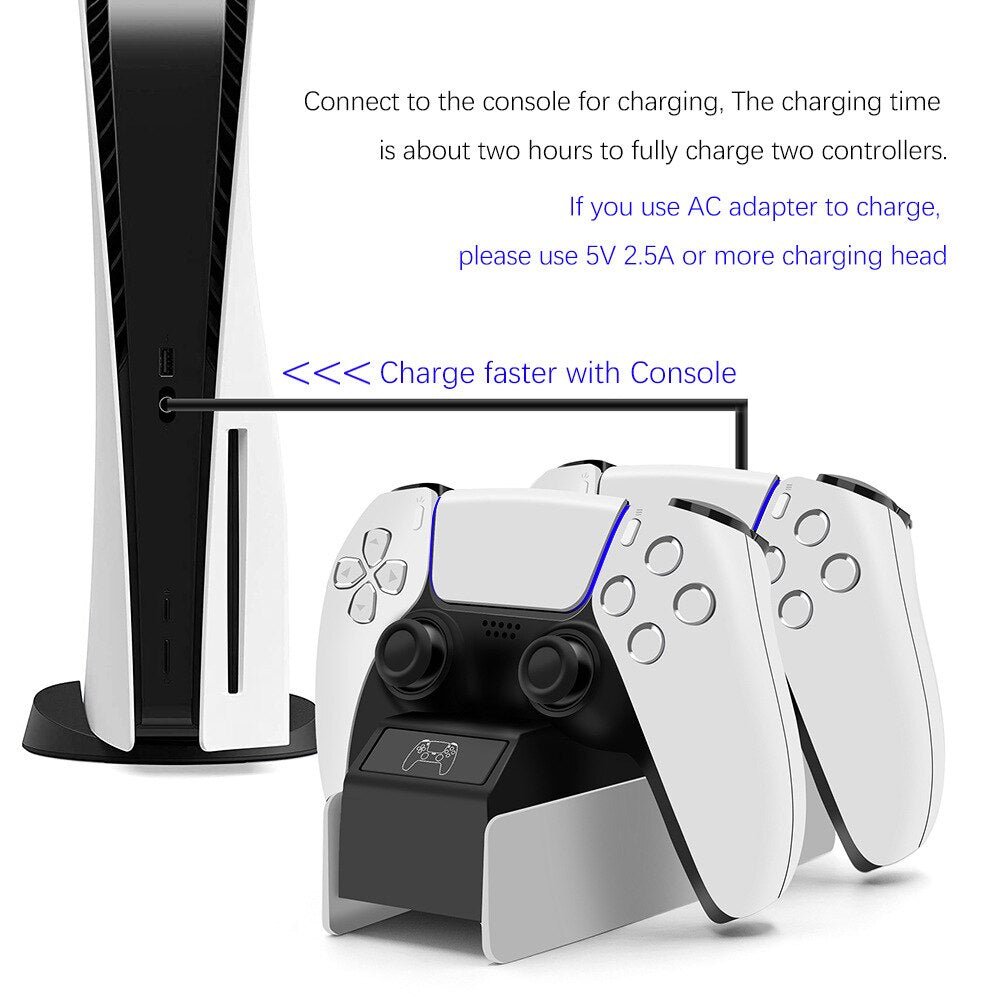Dual Charging Dock for PlayStation5 Wireless Controller Station for PS5 Joystick Gamepad Fast Charger with Usb Plug-4
