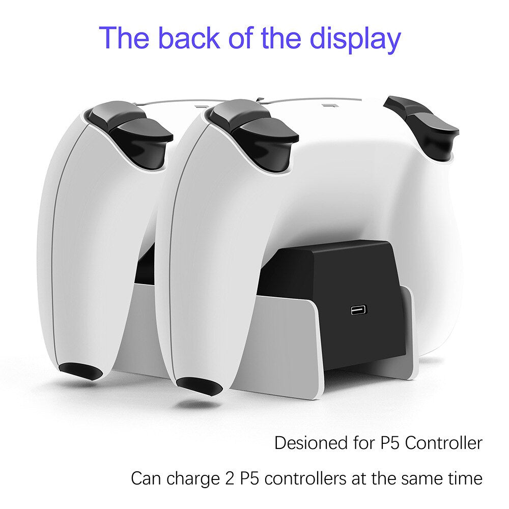 Dual Charging Dock for PlayStation5 Wireless Controller Station for PS5 Joystick Gamepad Fast Charger with Usb Plug-2