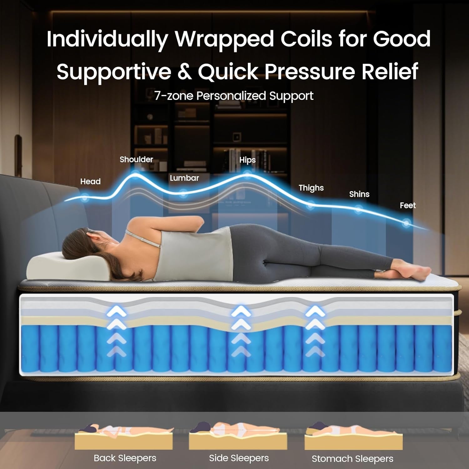 Queen Gel Memory Foam Hybrid Mattress FourteenInchEdgeSupport-3