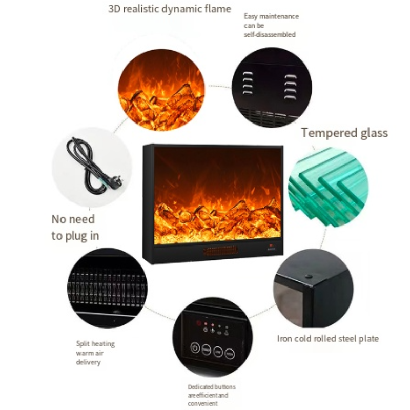 Electric Fireplace Heater with Simulated Flame and Decorative Cabinet-1