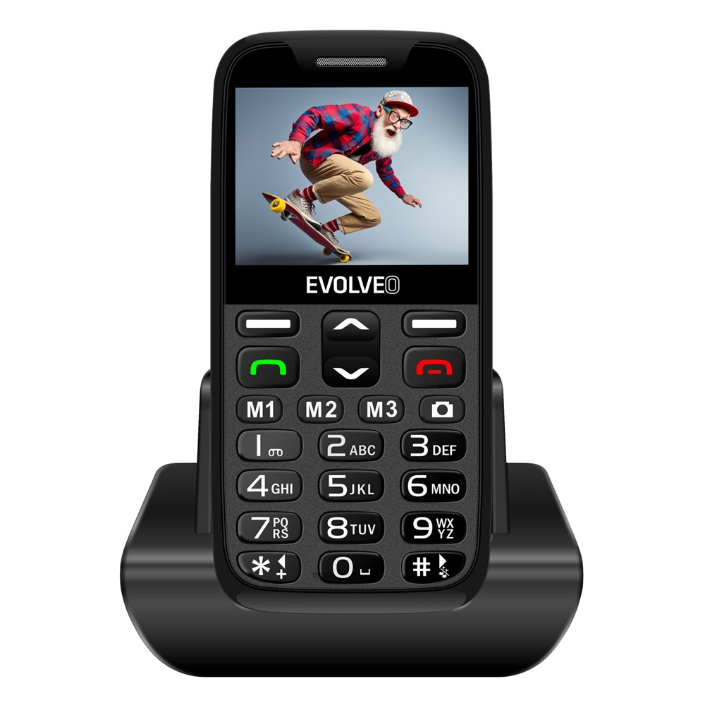EVOLVEO EasyPhone XR, telefon mobil pentru seniori cu suport de incarcare, negru (SGM EP-601-XR-BK)-0