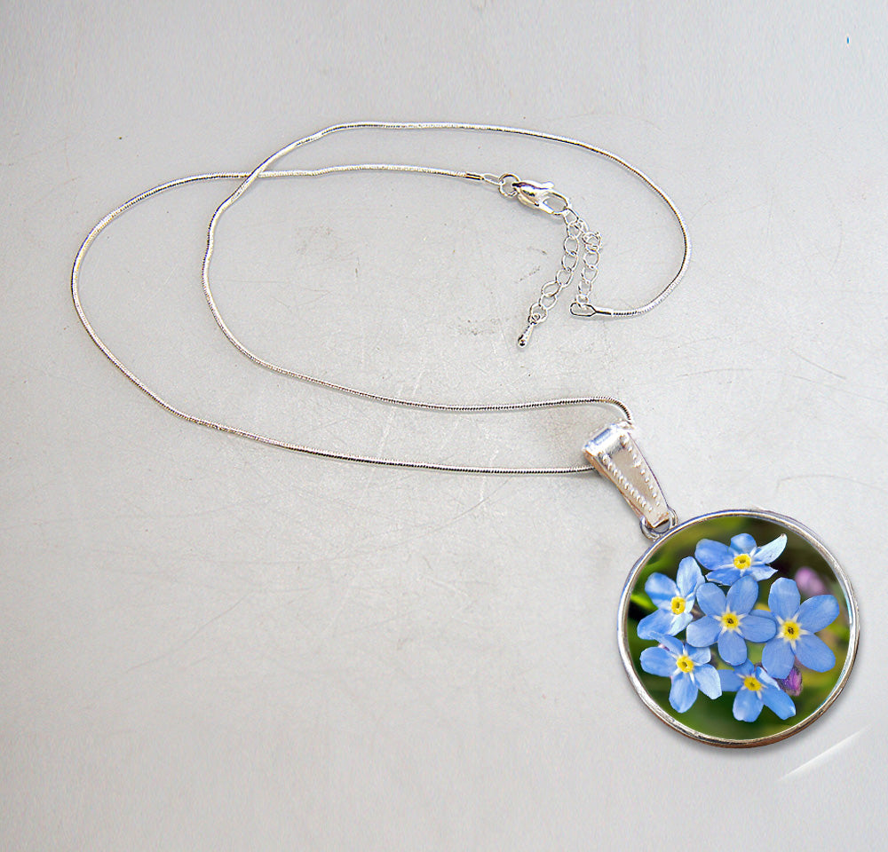 Forget-Me-Not Alaska Silver-Plated Mother of Pearl Jewelry Pendant Necklace - 44158-3