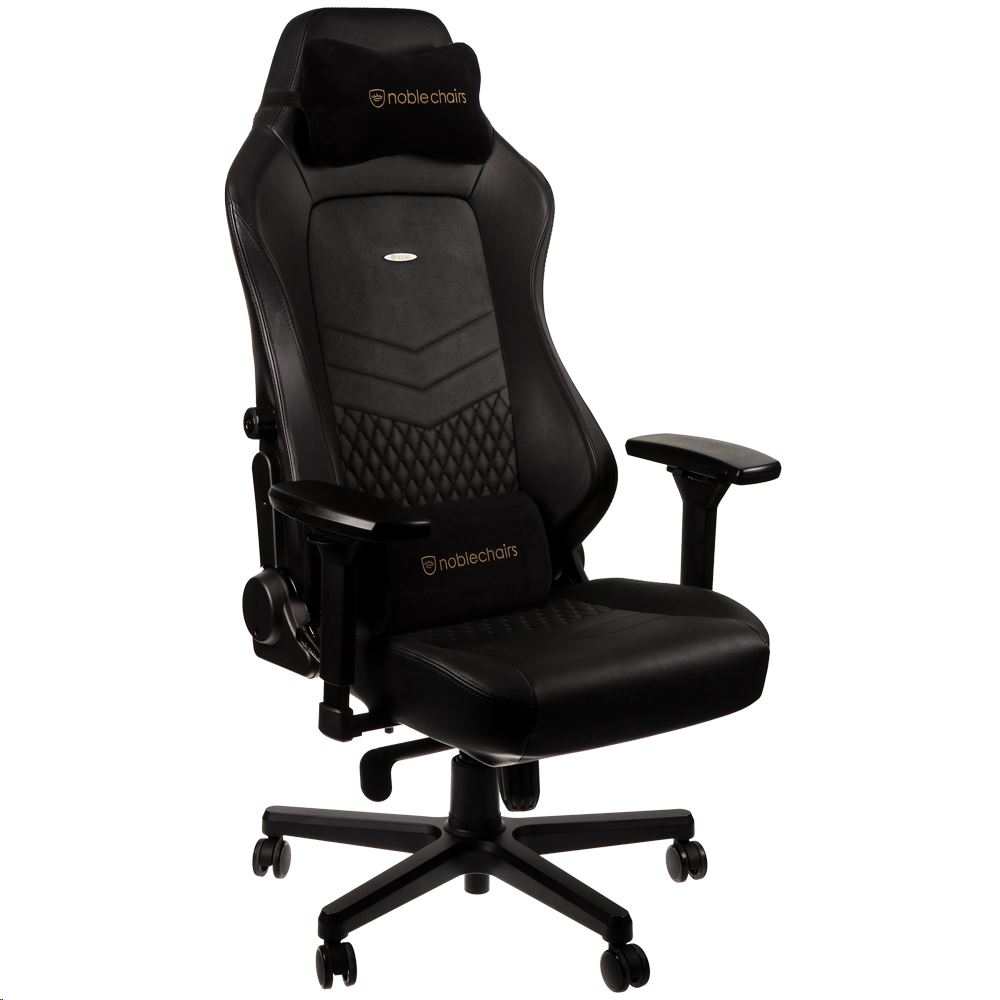 Fotel Noblechairs HERO z prawdziwej skóry - czarny/czarny (GAGC-118) (NBL-HRO-RL-BLA)-0