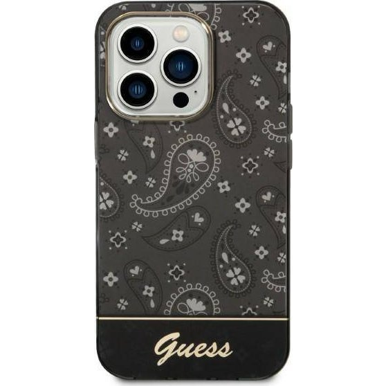 Guess GUHCP14XHGBNHK Husa rigida neagra pentru Apple iPhone 14 Pro Max Bandana Paisley (GUE2184)-0