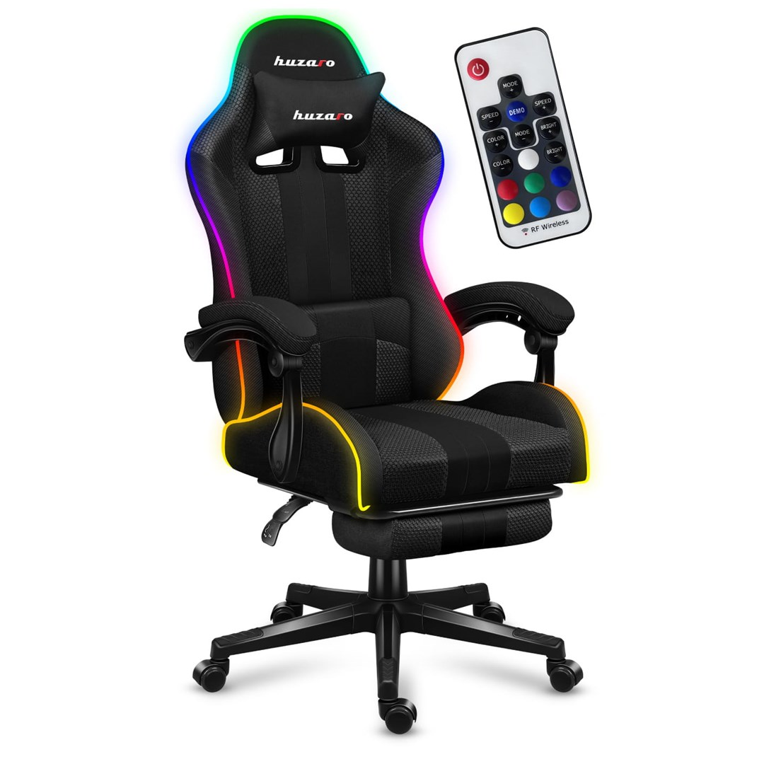 Гейминг стол HUZARO Force 4.7, RGB мрежа, Поставка за крачета, Функция за опора на седалката, RGB (HZ-FORCE 4.7 RGB MESH)-0