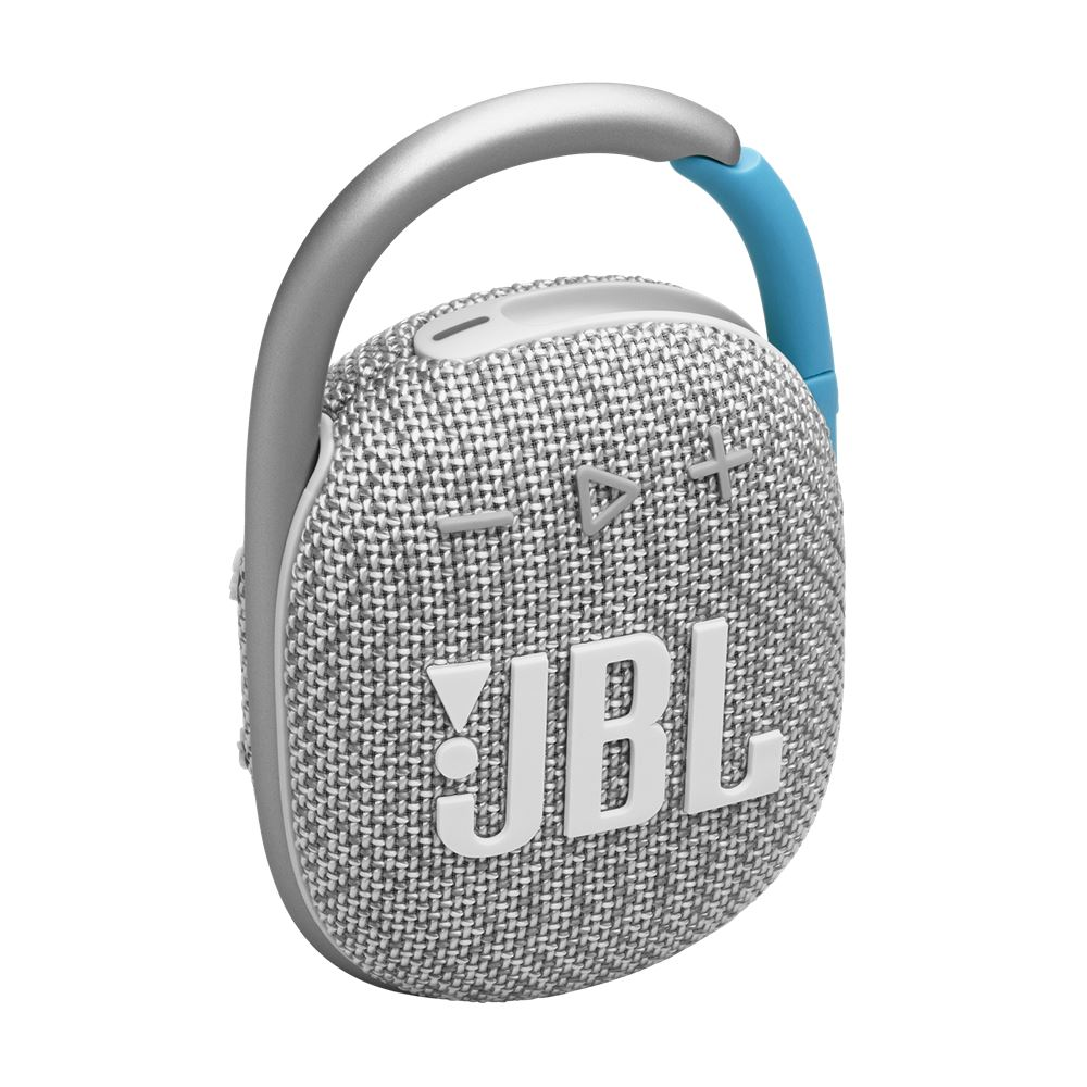 Bezdrôtový prenosný mobilný reproduktor JBL Clip 4 ECO Sivý na háčik (JBLCLIP4ECOWHT)-0