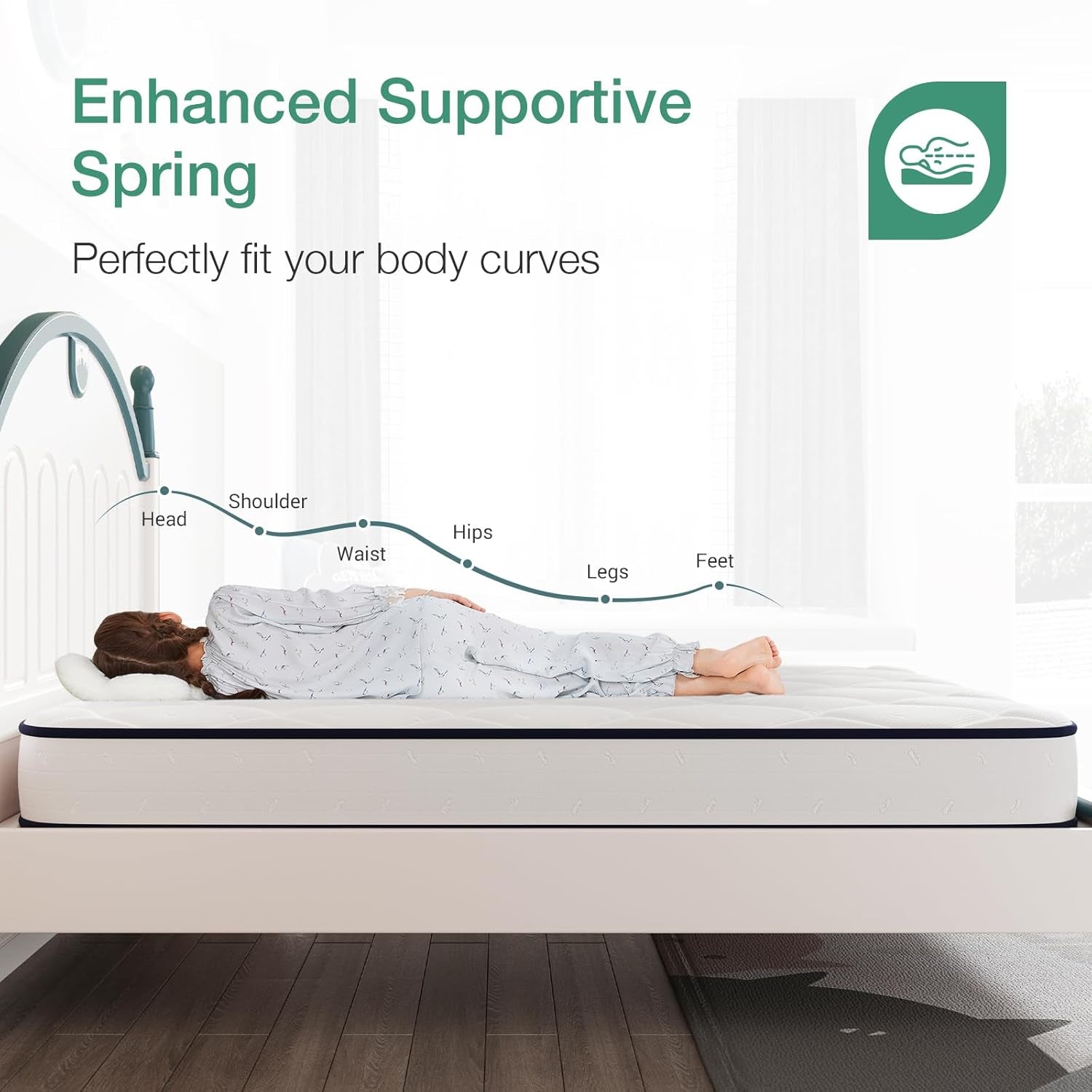 Twin 6Inch Bonnell Spring Hybrid Mattress AdaptiveFoam-2