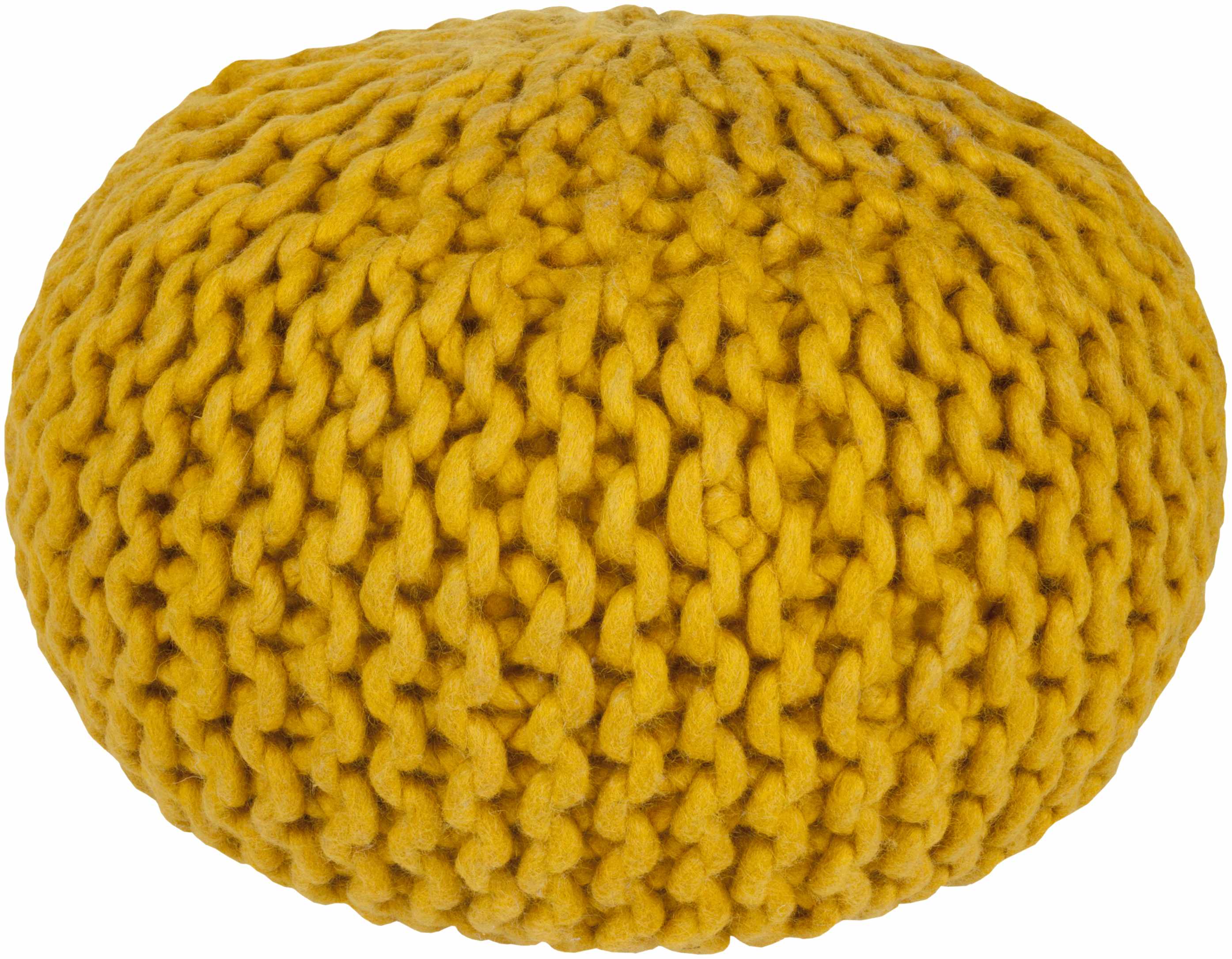 Wenatchee Mustard Knitted Pouf-1