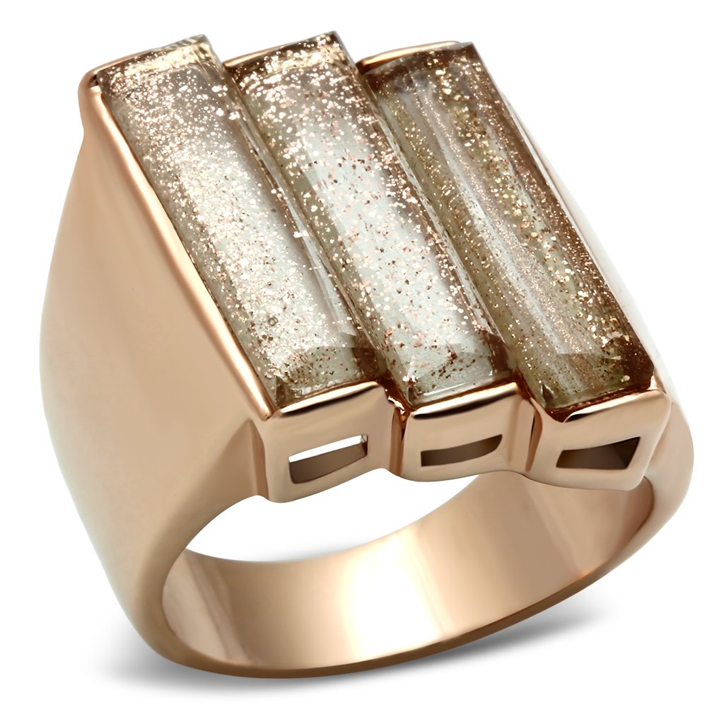 GL231 - IP Rose Gold(Ion Plating) Brass Ring with Synthetic Spinel in Topaz-0
