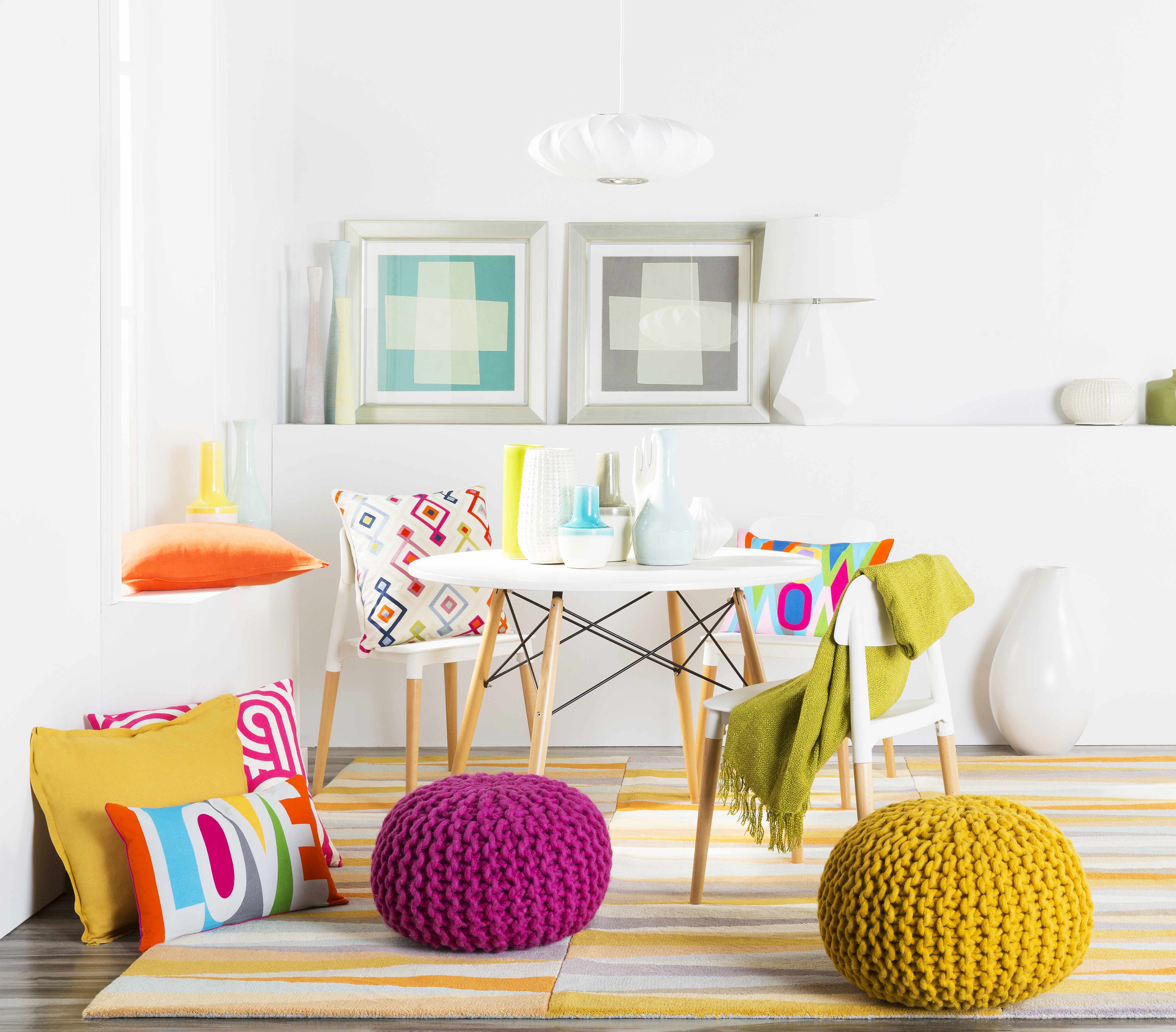 Wenatchee Mustard Knitted Pouf-4