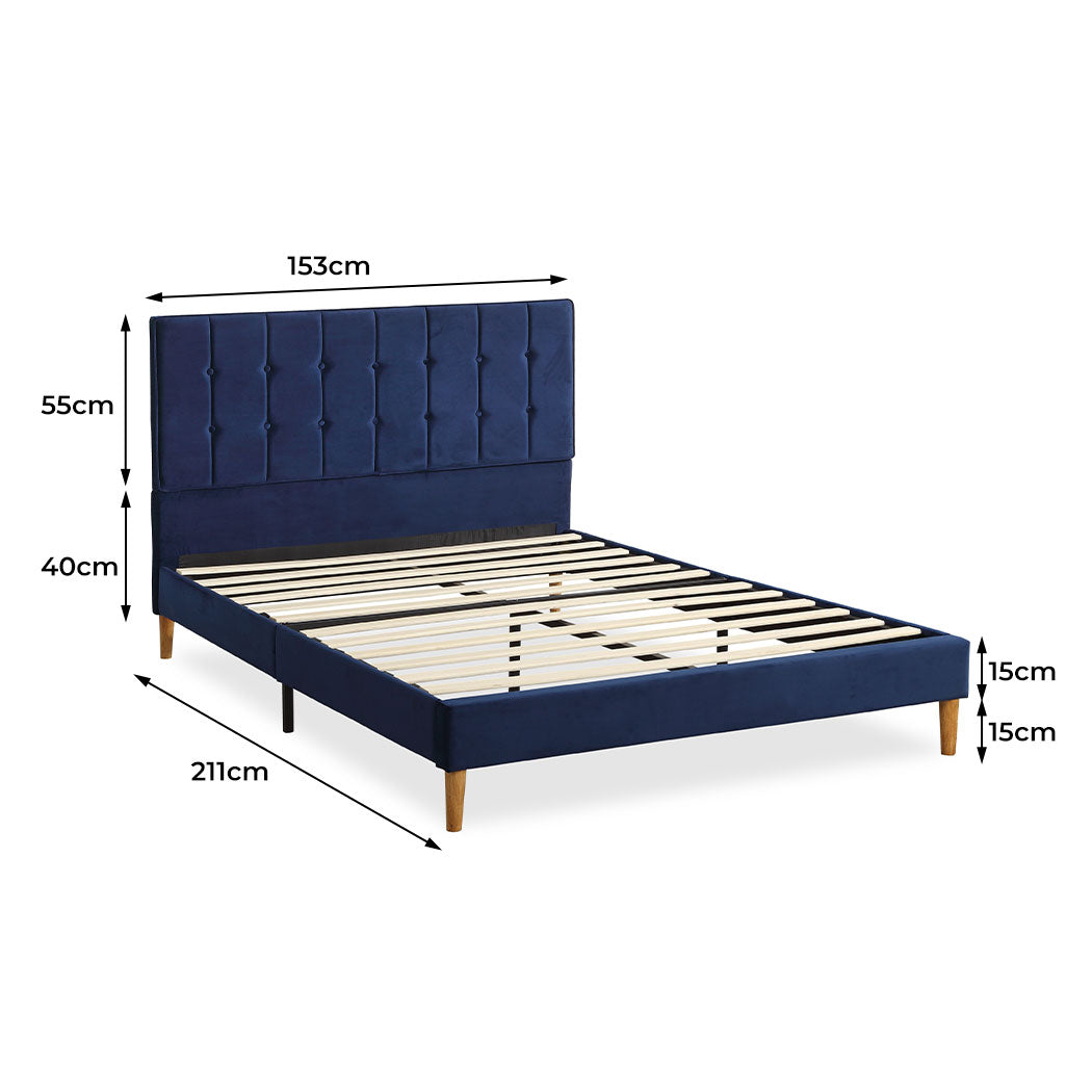 NNEIDS Levede Bed Frame Queen Size Mattress Blue-1