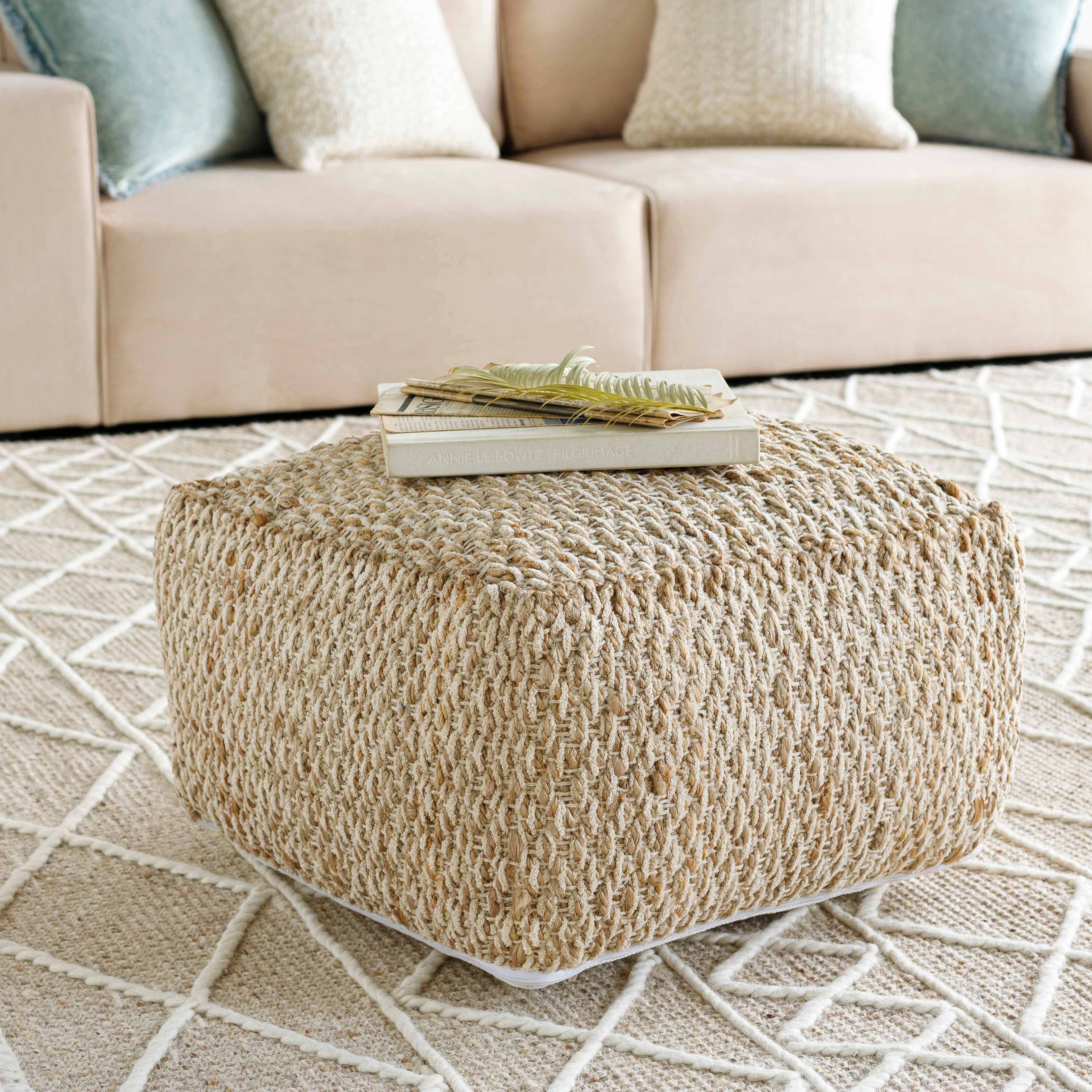 Netcong Tan Jute Pouf-0