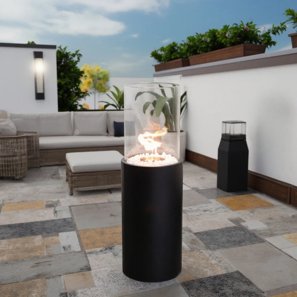 10.5" *10.5"*31.5" Big Round Freestanding Outdoor Fireplace-3