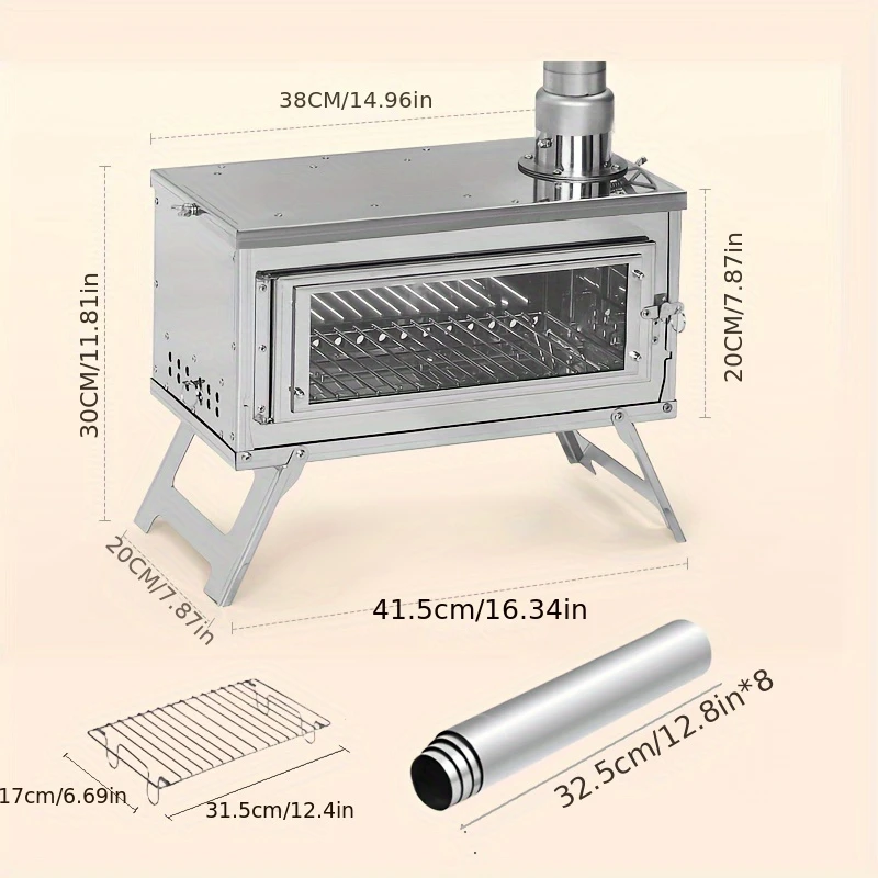 NNETM Camping Firewood Stainless Steel Stove Set-3