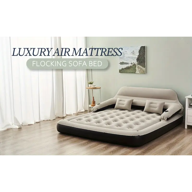 NNETM Inflatable Air Mattress with Headboard & Pillows-2