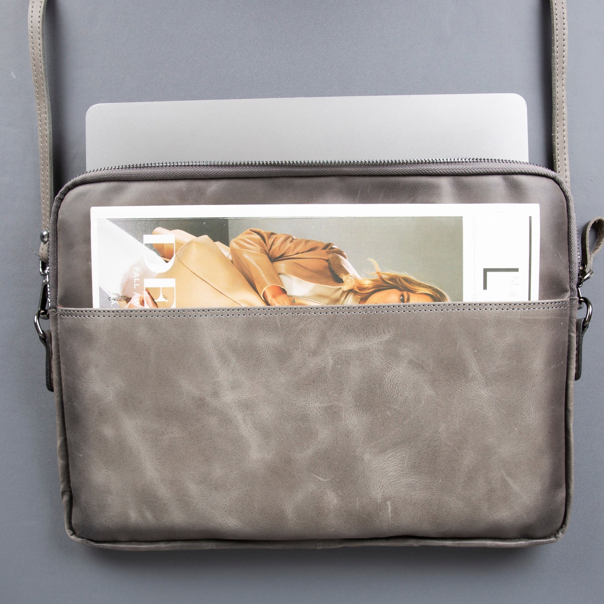 Seward Leather Laptop Bag with Shoulder Strap - MacBook Sleeve 14" & 16"-9