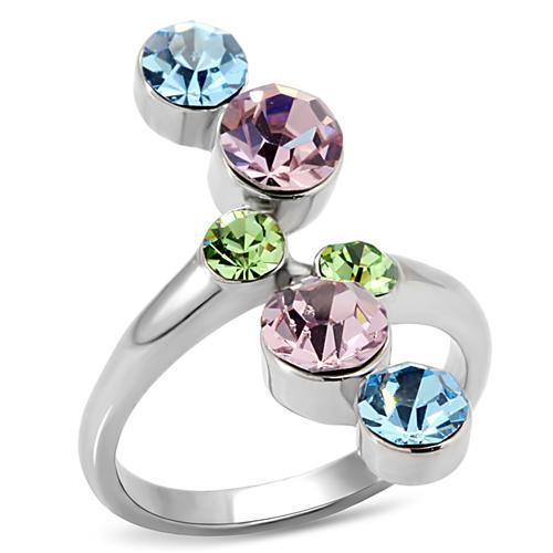 TK163  - Rhodium Brass, AAA CZ , Multi Color - TK163-0