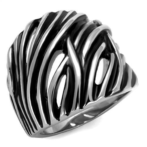 TK2338 - High polished (no plating) Stainless Steel Ring with Epoxy  in Jet-0