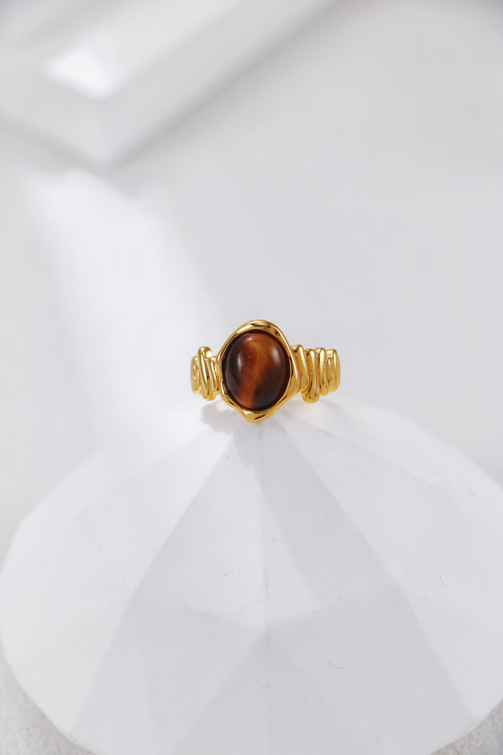 Woven Tiger Eye / Mother of Pearl Ring-4
