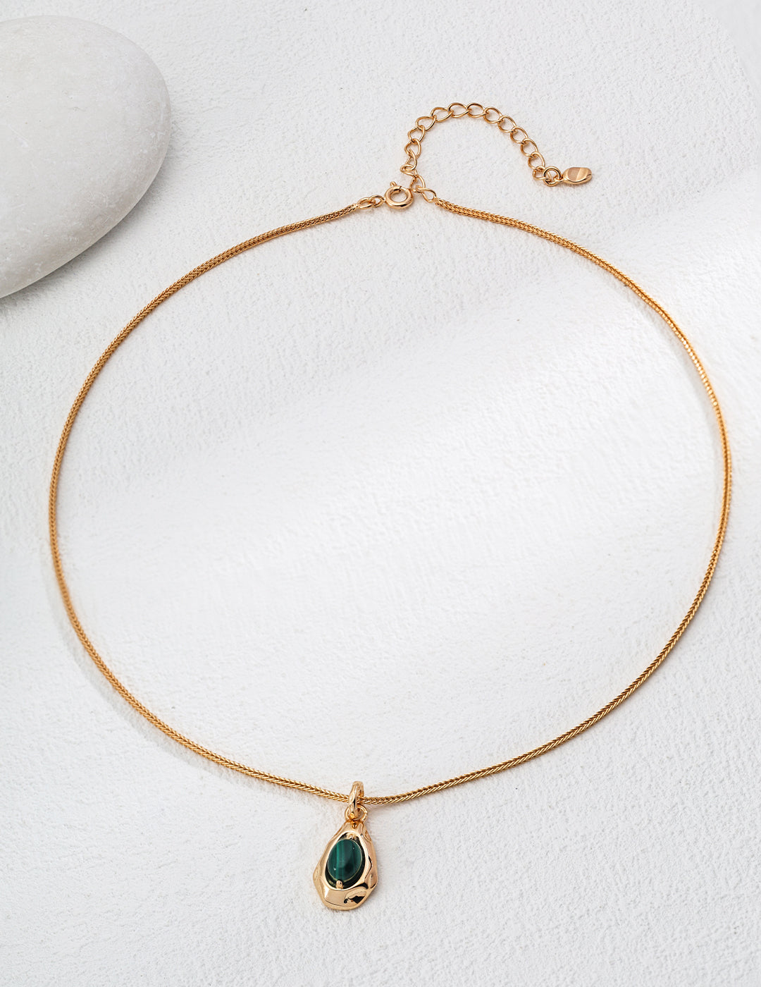Natural Tiger Eye Stone and Malachite Pendant Necklace-1