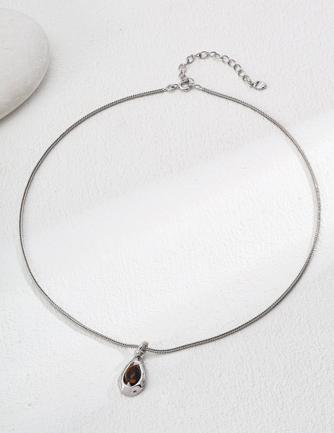 Natural Tiger Eye Stone and Malachite Pendant Necklace-2