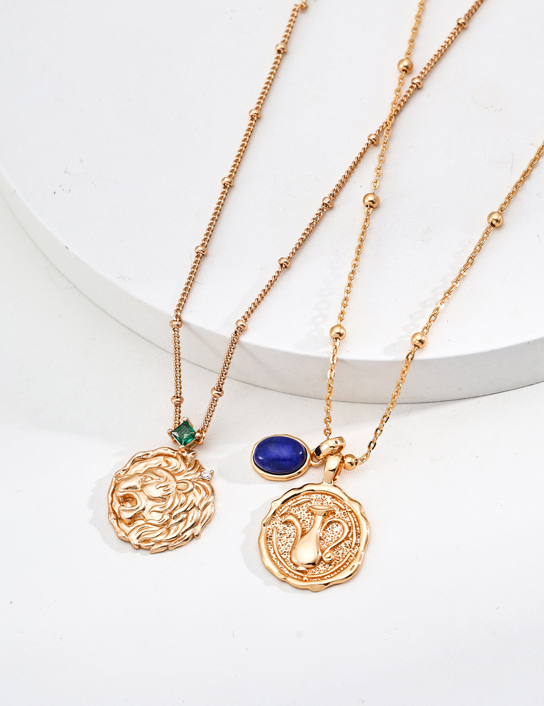Vintage Zircon Lion Pendant Necklace-2