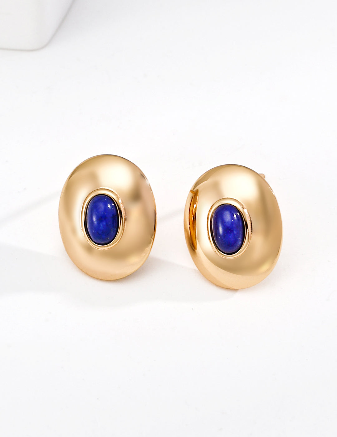 Vintage Style Onyx / Lapis Lazuli Stud Earrings-0