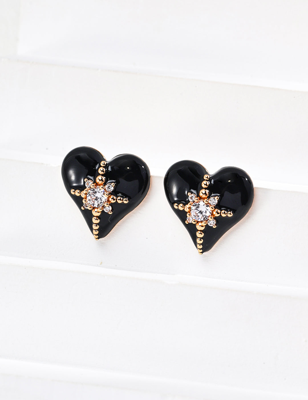 Mystic Glow Heart Stud Earrings-1