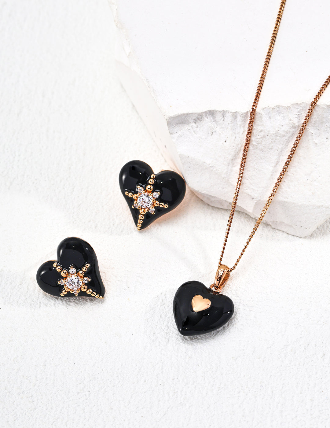 Mystic Glow Heart Stud Earrings-2