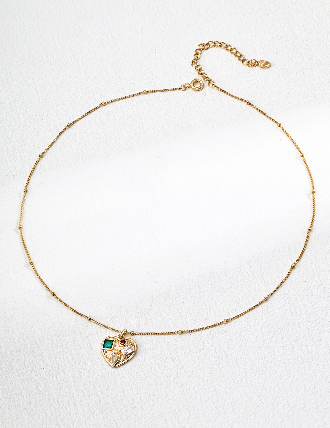 Heart-Shaped Zircon Pendant Necklace-0
