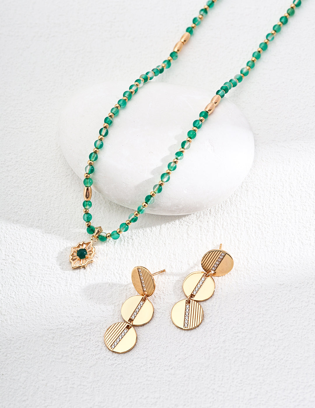 Green Agate Chalcedony Necklace-3