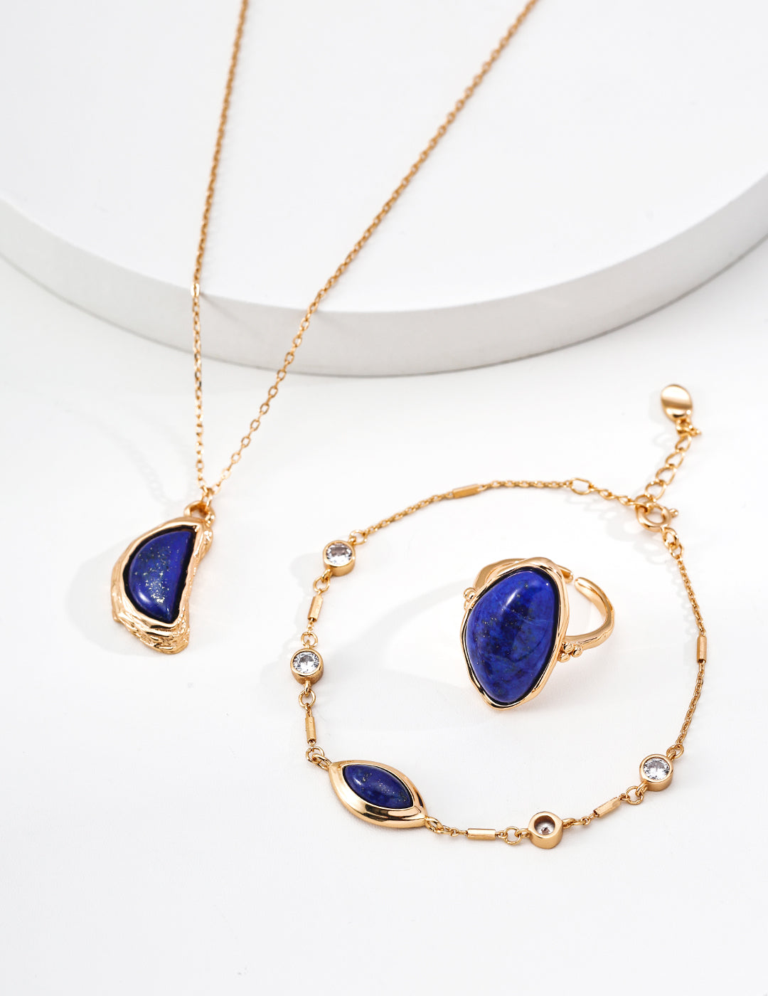 Half-Moon Lapis Lazuli Pendant Necklace-3
